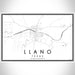 Llano Texas Map Print Landscape Orientation in Classic Style With Shaded Background