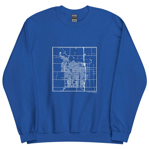 Lodi California  Map Unisex Crewneck Sweater with City inscription in Royal Blue