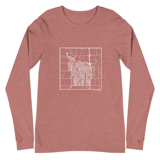 Lodi California  Map Unisex Long-Sleeve T-shirt with City inscription in Heather Mauve