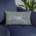 Custom Logan Ohio Map Throw Pillow in Afternoon on Blue Colored Chair