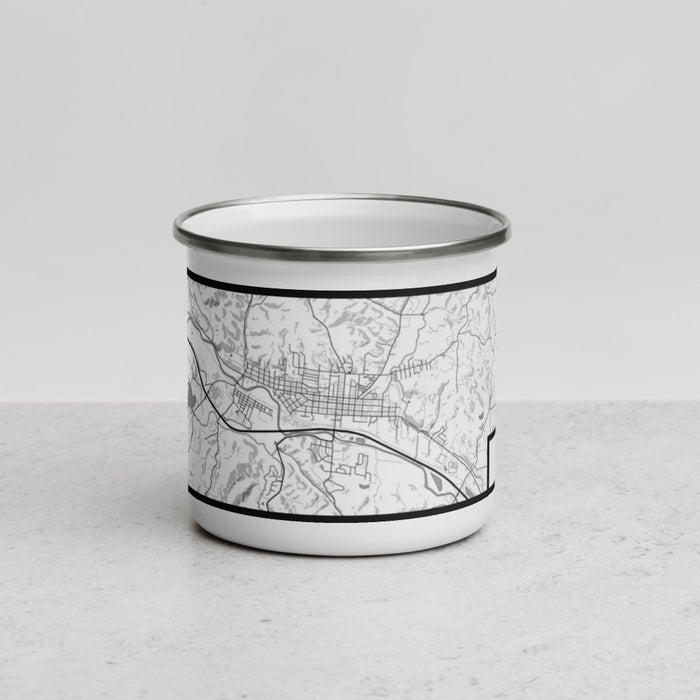 Front View Custom Logan Ohio Map Enamel Mug in Classic