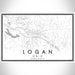 Logan Ohio Map Print Landscape Orientation in Classic Style With Shaded Background