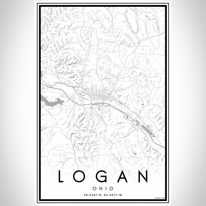 Logan Ohio Map Print Portrait Orientation in Classic Style With Shaded Background