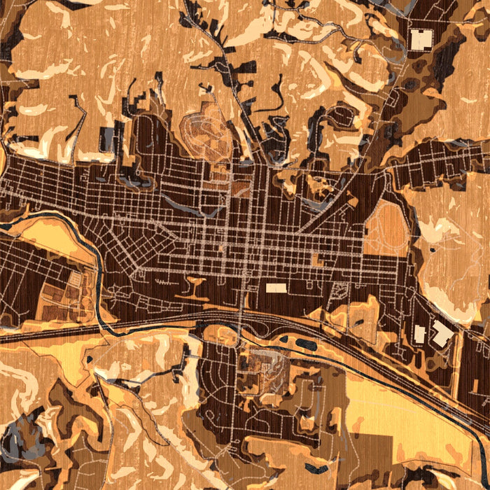 Logan Ohio Map Print in Ember Style Zoomed In Close Up Showing Details