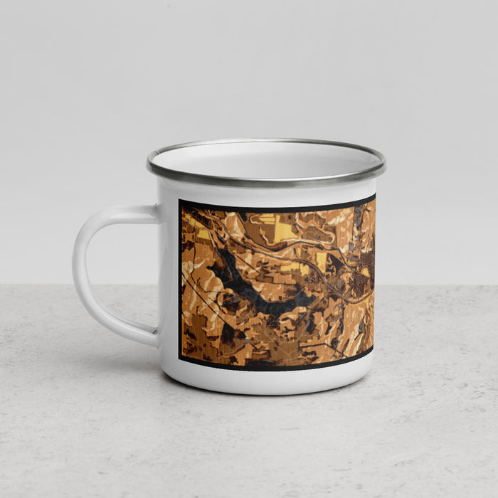 Left View Custom Logan Ohio Map Enamel Mug in Ember