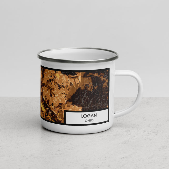 Right View Custom Logan Ohio Map Enamel Mug in Ember