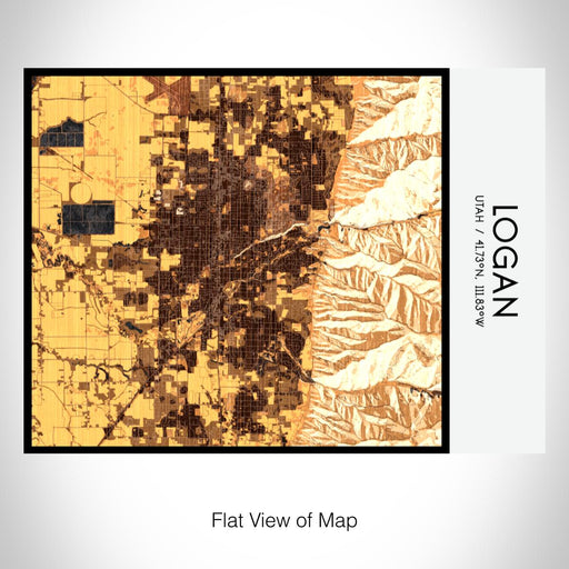 Rendered View of Logan Utah Map on 20oz Stainless Steel Insulated Bottle with Bamboo Top with printed ember style map