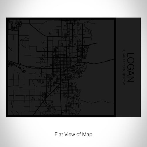 Rendered View of Logan Utah Map on 20oz Stainless Steel Insulated Bottle with Bamboo Top in Matte Black with printed Tactile Lines Map in Black