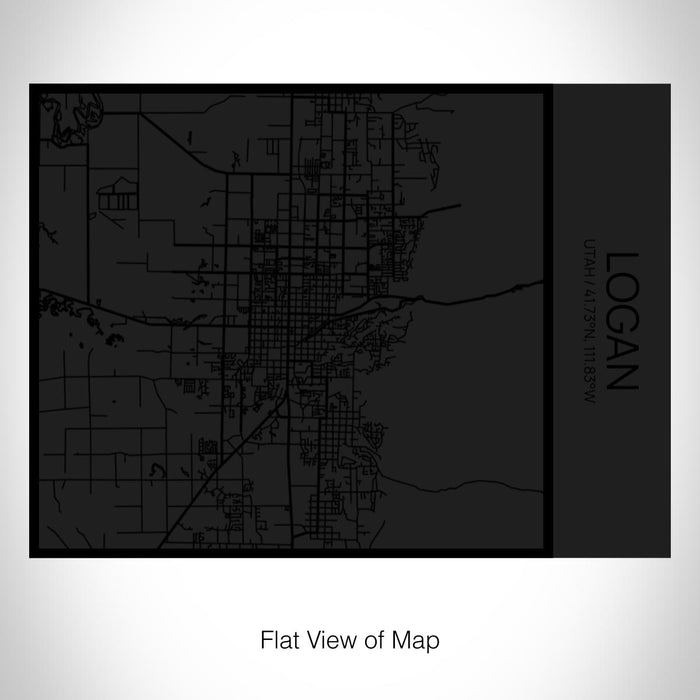 Rendered View of Logan Utah Map on 20oz Stainless Steel Insulated Bottle with Bamboo Top in Matte Black with printed Tactile Lines Map in Black