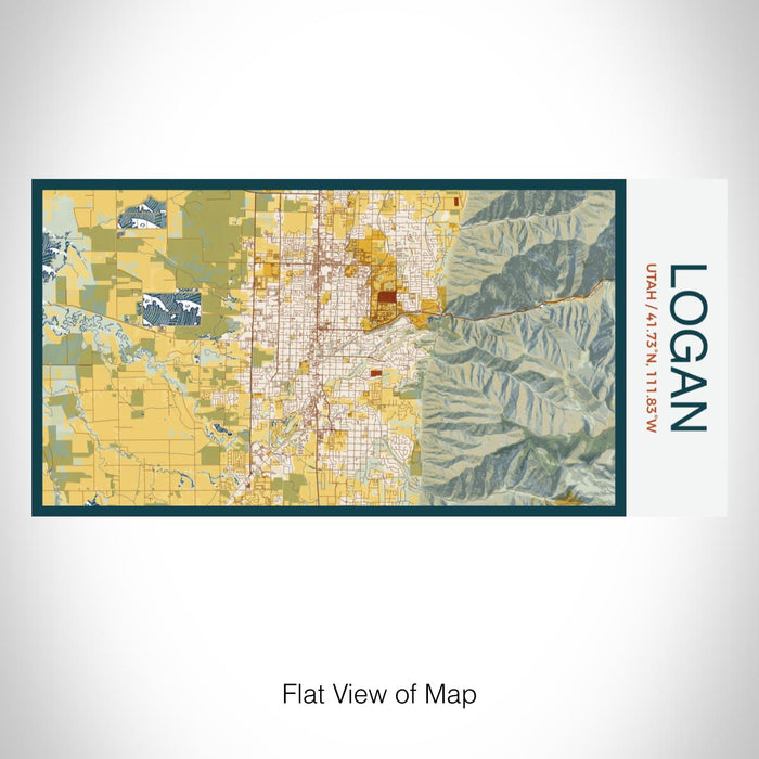 Rendered View of Logan Utah Map on 17oz Stainless Steel Insulated Bottle with printed woodblock style map