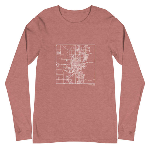 Logan Utah  Map Unisex Long-Sleeve T-shirt with City inscription in Heather Mauve
