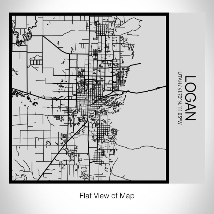 Rendered View of Logan Utah Map on 17oz Stainless Steel Insulated Tumbler in Tactile Lines with Succulent in Background