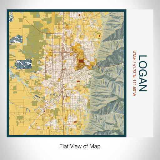 Rendered View of Logan Utah Map on 17oz Stainless Steel Insulated Tumbler in Woodblock Map Style