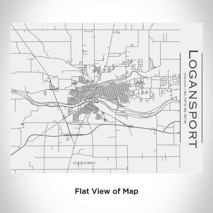 Rendered View of Logansport Indiana Map Engraving on 20oz Stainless Steel Insulated Bottle with Bamboo Top in White