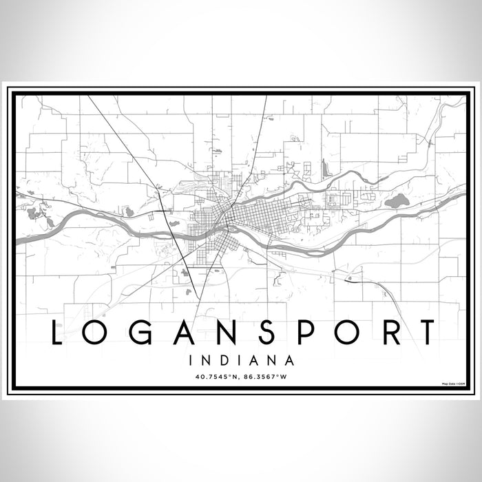 Logansport Indiana Map Print Landscape Orientation in Classic Style With Shaded Background