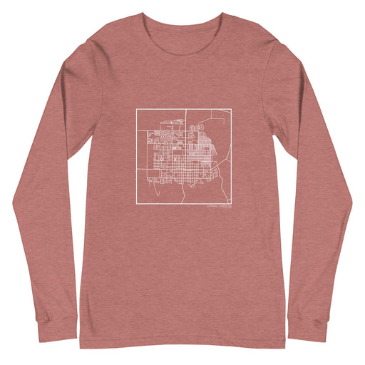 Lompoc California  Map Unisex Long-Sleeve T-shirt with City inscription in Heather Mauve