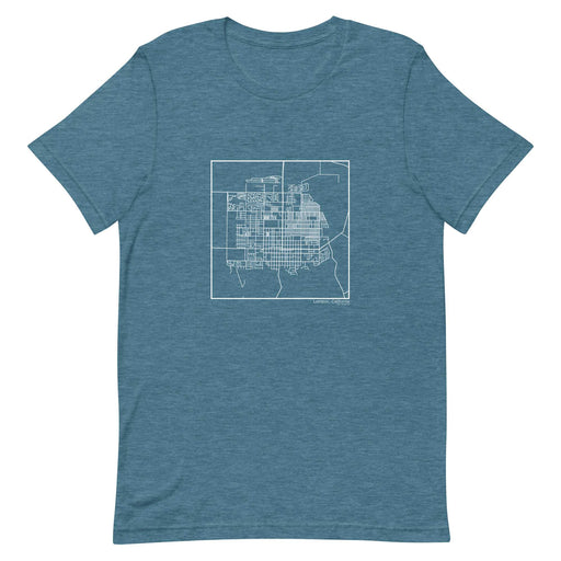 Lompoc California  Map Unisex T-Shirt with City inscription in Heather Teal