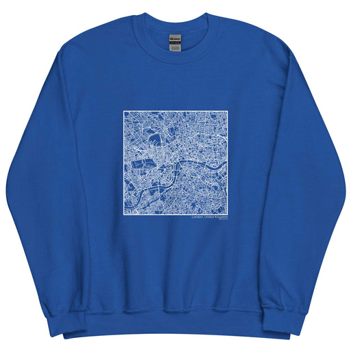 London United Kingdom  Map Unisex Crewneck Sweater with City inscription in Royal Blue