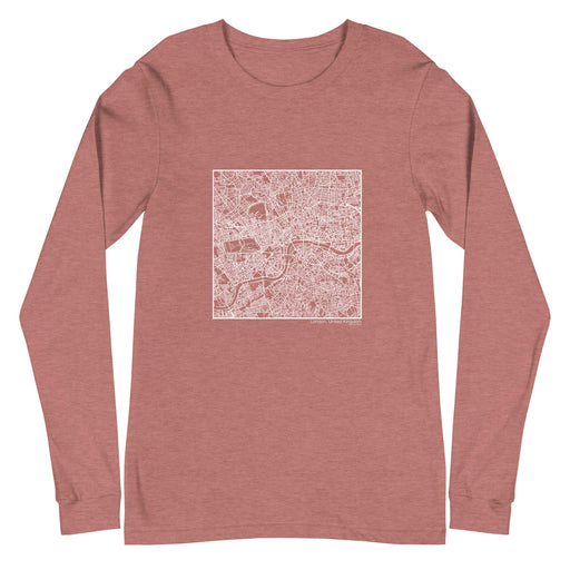 London United Kingdom  Map Unisex Long-Sleeve T-shirt with City inscription in Heather Mauve