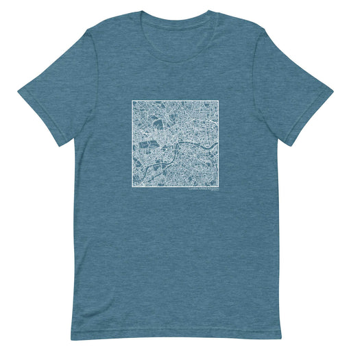 London United Kingdom  Map Unisex T-Shirt with City inscription in Heather Teal