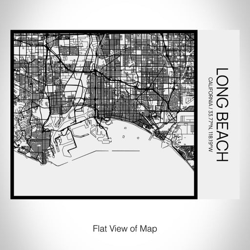 Rendered View of Long Beach California Map on 20oz Stainless Steel Insulated Bottle with Bamboo Top in Matte White with printed Tactile Lines Map in Black