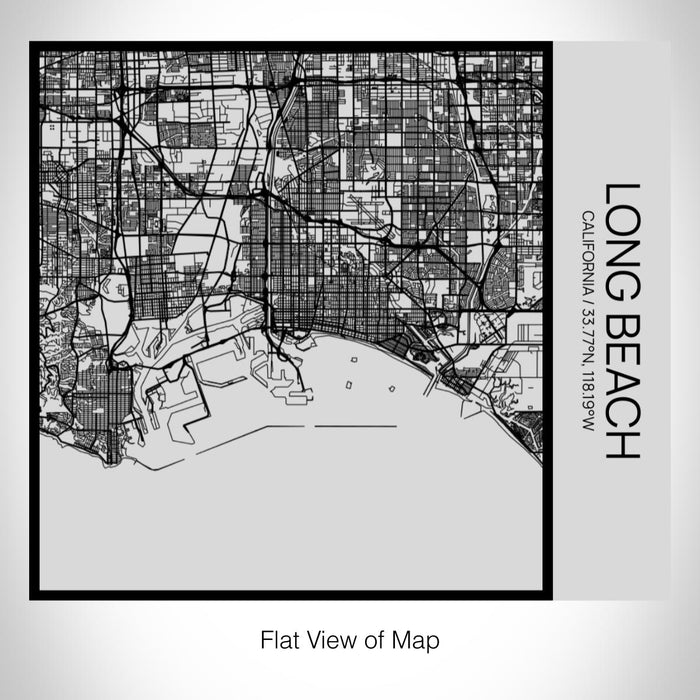 Rendered View of Long Beach California Map on 17oz Stainless Steel Insulated Tumbler in Tactile Lines with Succulent in Background