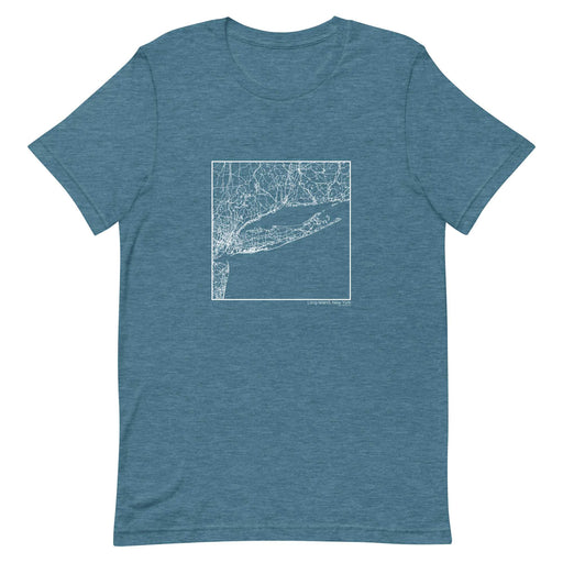 Long Island New York  Map Unisex T-Shirt with City inscription in Heather Teal
