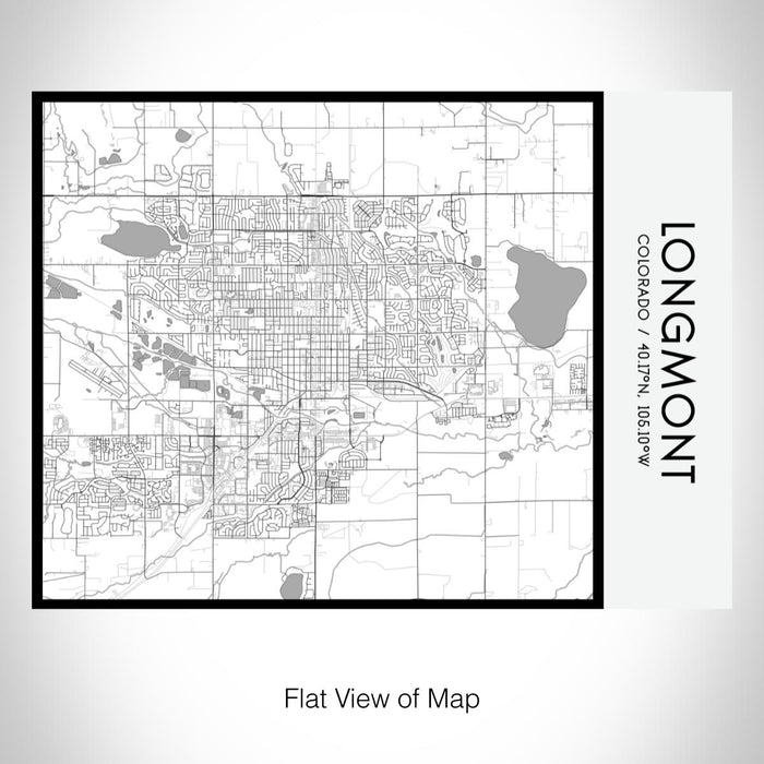 Rendered View of Longmont Colorado Map on 20oz Stainless Steel Insulated Bottle with Bamboo Top with printed classic style map