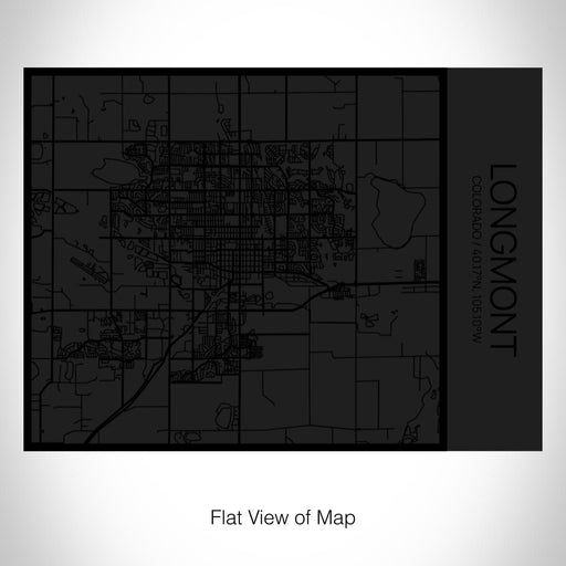 Rendered View of Longmont Colorado Map on 20oz Stainless Steel Insulated Bottle with Bamboo Top in Matte Black with printed Tactile Lines Map in Black