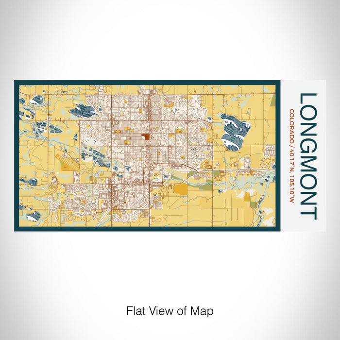 Rendered View of Longmont Colorado Map on 17oz Stainless Steel Insulated Bottle with printed woodblock style map