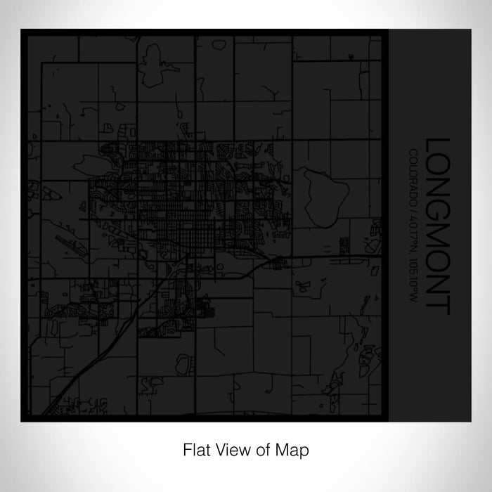 Rendered View of Longmont Colorado Map on 17oz Stainless Steel Insulated Tumbler in Matte Black with Tactile Lines