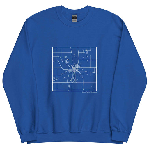 Long Prairie Minnesota  Map Unisex Crewneck Sweater with City inscription in Royal Blue