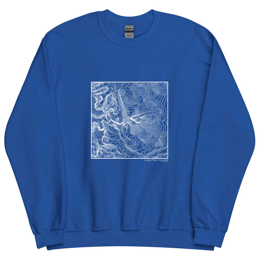 Longs Peak Colorado Topographic  Map Unisex Crewneck Sweater with City inscription in Royal Blue
