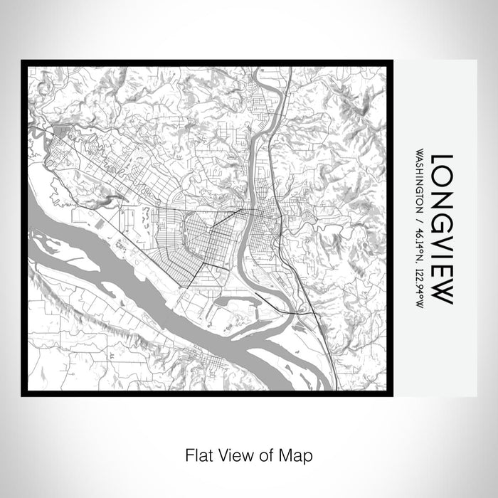 Rendered View of Longview Washington Map on 20oz Stainless Steel Insulated Bottle with Bamboo Top with printed classic style map