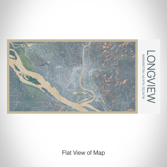 Rendered View of Longview Washington Map on 17oz Stainless Steel Insulated Bottle with printed afternoon style map