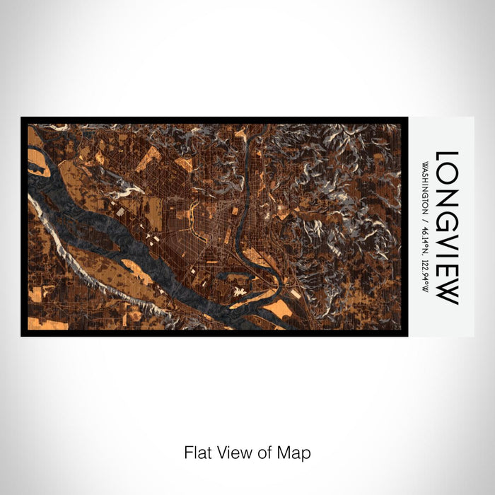 Rendered View of Longview Washington Map on 17oz Stainless Steel Insulated Bottle with printed ember style map