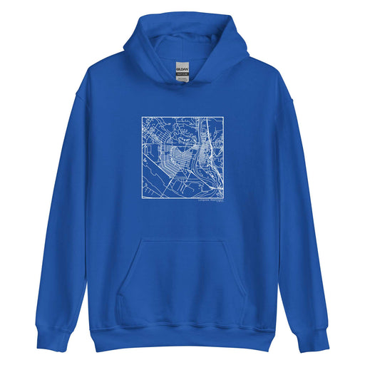 Longview Washington  Map Unisex Hoodie Sweater with City inscription in Royal Blue