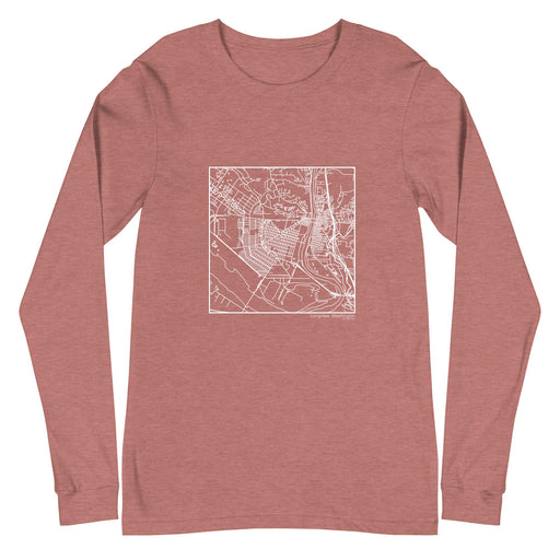 Longview Washington  Map Unisex Long-Sleeve T-shirt with City inscription in Heather Mauve
