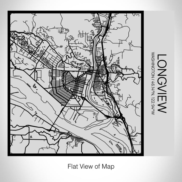 Rendered View of Longview Washington Map on 17oz Stainless Steel Insulated Tumbler in Tactile Lines with Succulent in Background