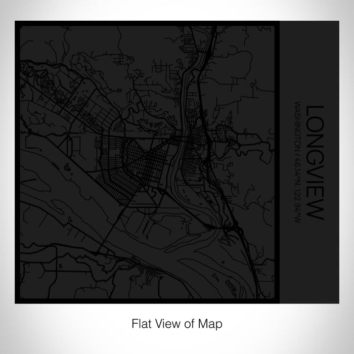 Rendered View of Longview Washington Map on 17oz Stainless Steel Insulated Tumbler in Matte Black with Tactile Lines