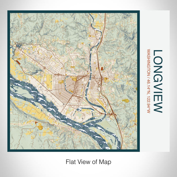 Rendered View of Longview Washington Map on 17oz Stainless Steel Insulated Tumbler in Woodblock Map Style