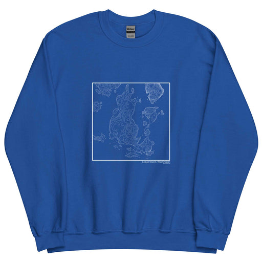 Lopez Island Washington Topographic  Map Unisex Crewneck Sweater with City inscription in Royal Blue