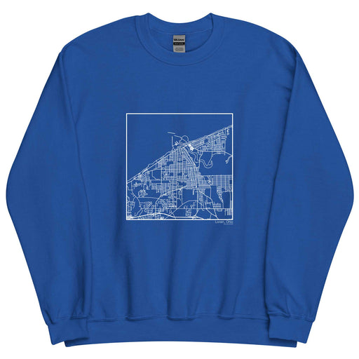 Lorain Ohio  Map Unisex Crewneck Sweater with City inscription in Royal Blue