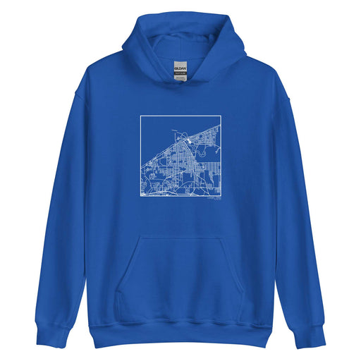 Lorain Ohio  Map Unisex Hoodie Sweater with City inscription in Royal Blue