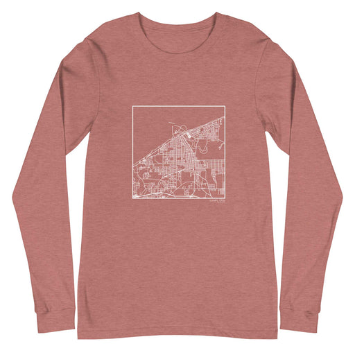 Lorain Ohio  Map Unisex Long-Sleeve T-shirt with City inscription in Heather Mauve