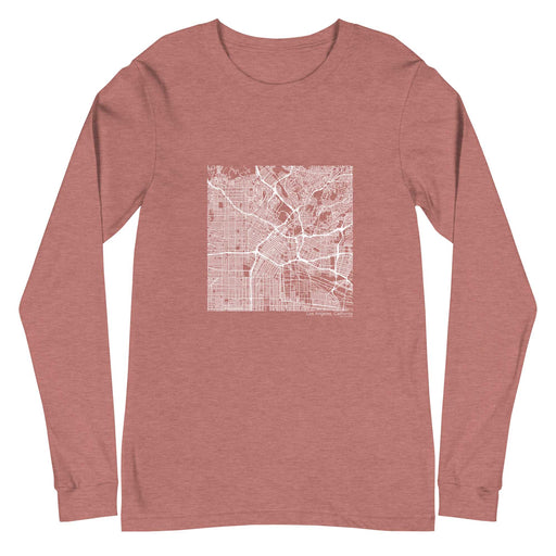 Los Angeles California  Map Unisex Long-Sleeve T-shirt with City inscription in Heather Mauve
