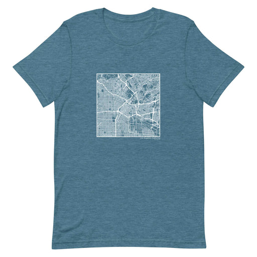 Los Angeles California  Map Unisex T-Shirt with City inscription in Heather Teal