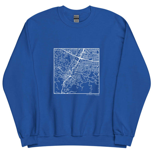 Los Gatos California  Map Unisex Crewneck Sweater with City inscription in Royal Blue