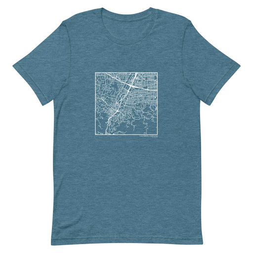 Los Gatos California  Map Unisex T-Shirt with City inscription in Heather Teal