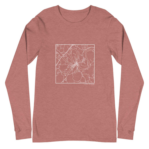 Loudon Tennessee  Map Unisex Long-Sleeve T-shirt with City inscription in Heather Mauve